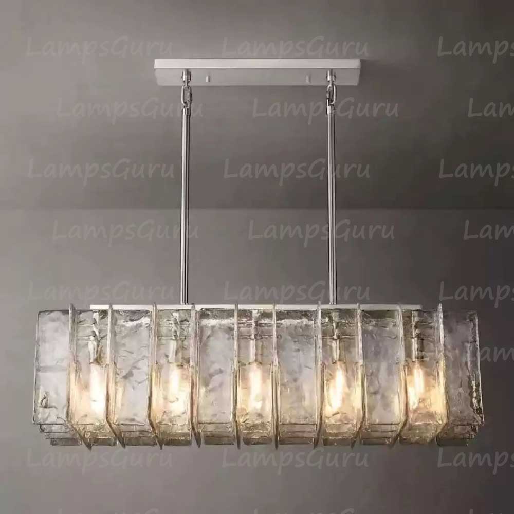 Latticey Clear Glass Rectangular Chandelier 49"