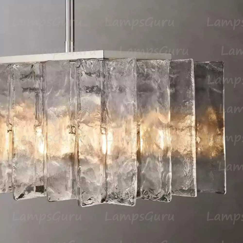 Latticey Clear Glass Rectangular Chandelier 49"