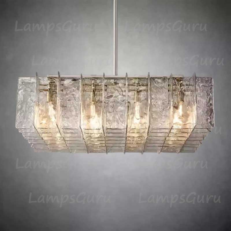 Latticey Clear Glass Square Chandelier 49"