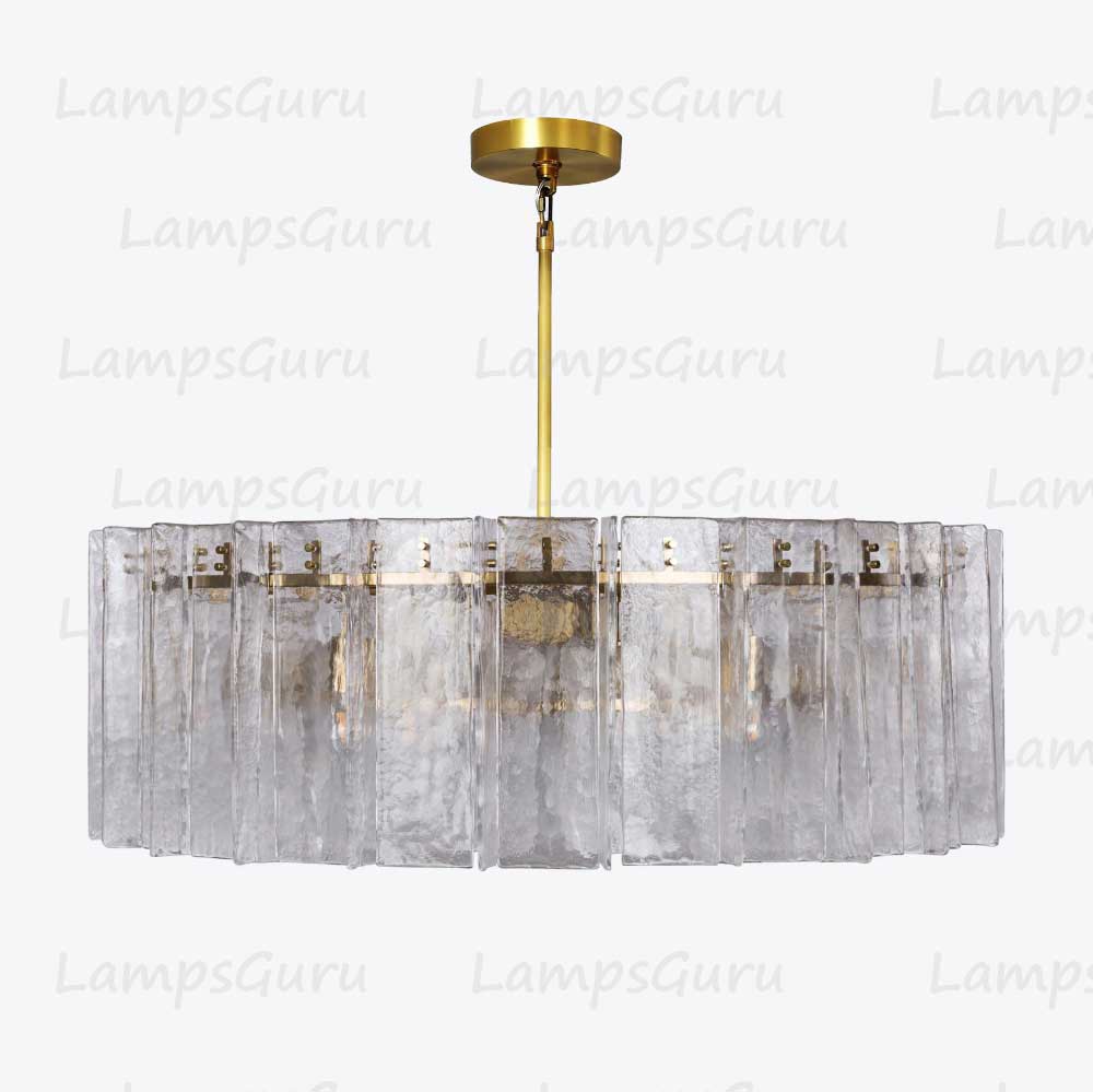 Latticey Clear Glass Round Chandelier 48"