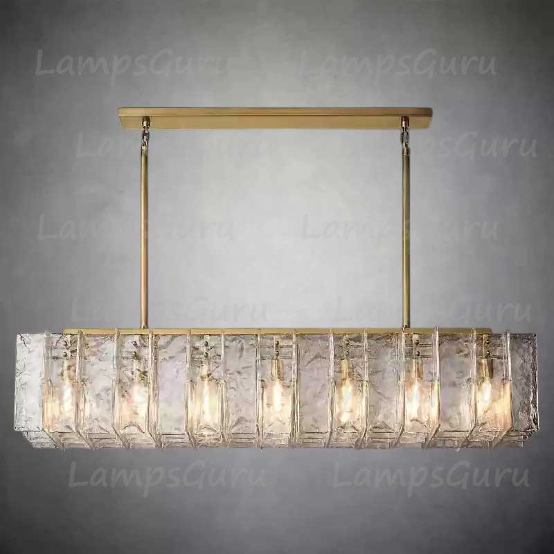 Latticey Clear Glass Rectangular Chandelier 67"