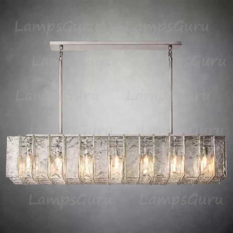 Latticey Clear Glass Rectangular Chandelier 67"