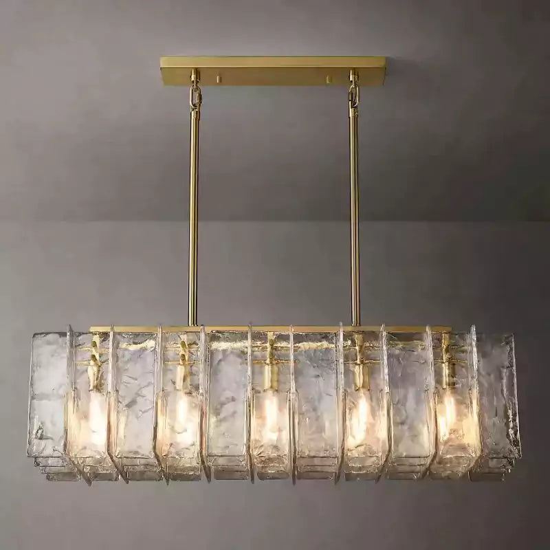Latticey Clear Glass Rectangular Chandelier 49"