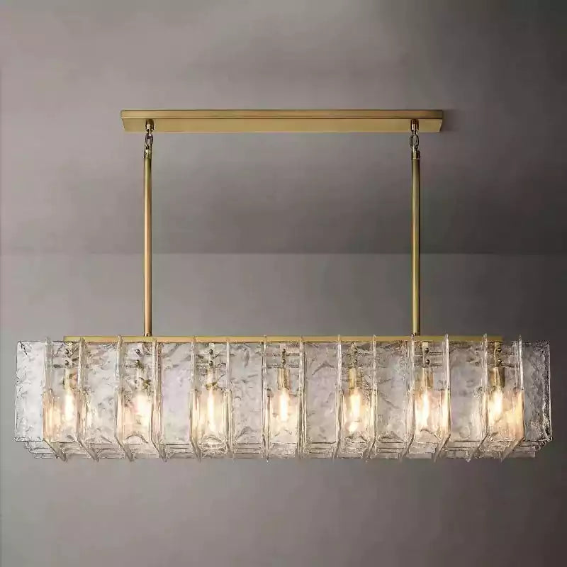 Latticey Clear Glass Rectangular Chandelier 67"