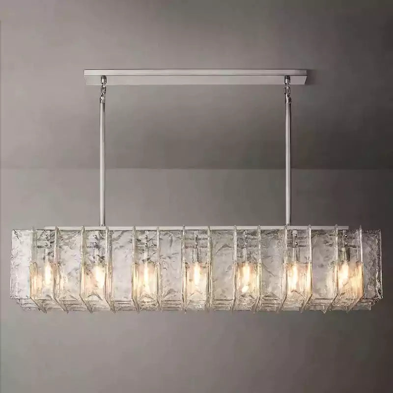 Latticey Clear Glass Rectangular Chandelier 67"