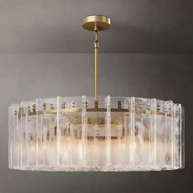 Latticey Clear Glass Round Chandelier 48"