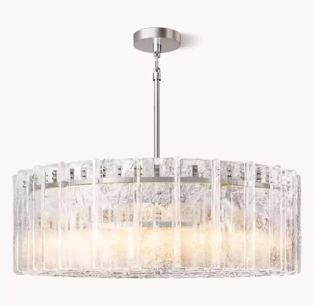 Latticey Clear Glass Round Chandelier 48"