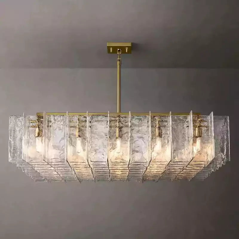 Latticey Clear Glass Square Chandelier 60"
