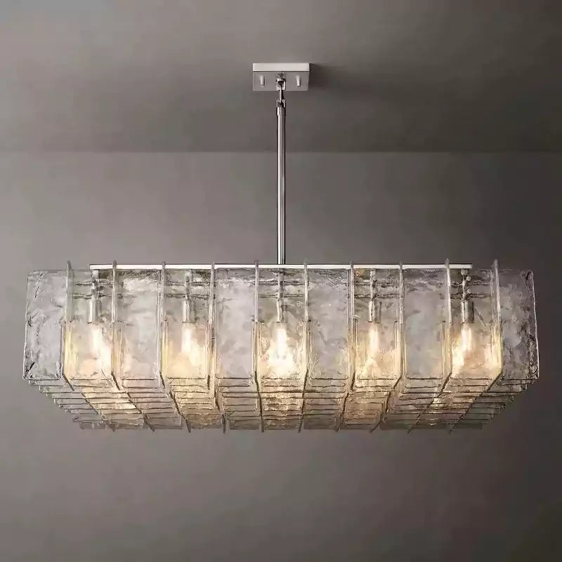 Latticey Clear Glass Square Chandelier 60"