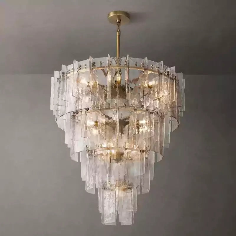 Latticey Clear Glass Tiered Round Chandelier 47"