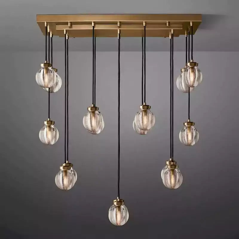Pearls Spherical Rectangular Chandelier 36"