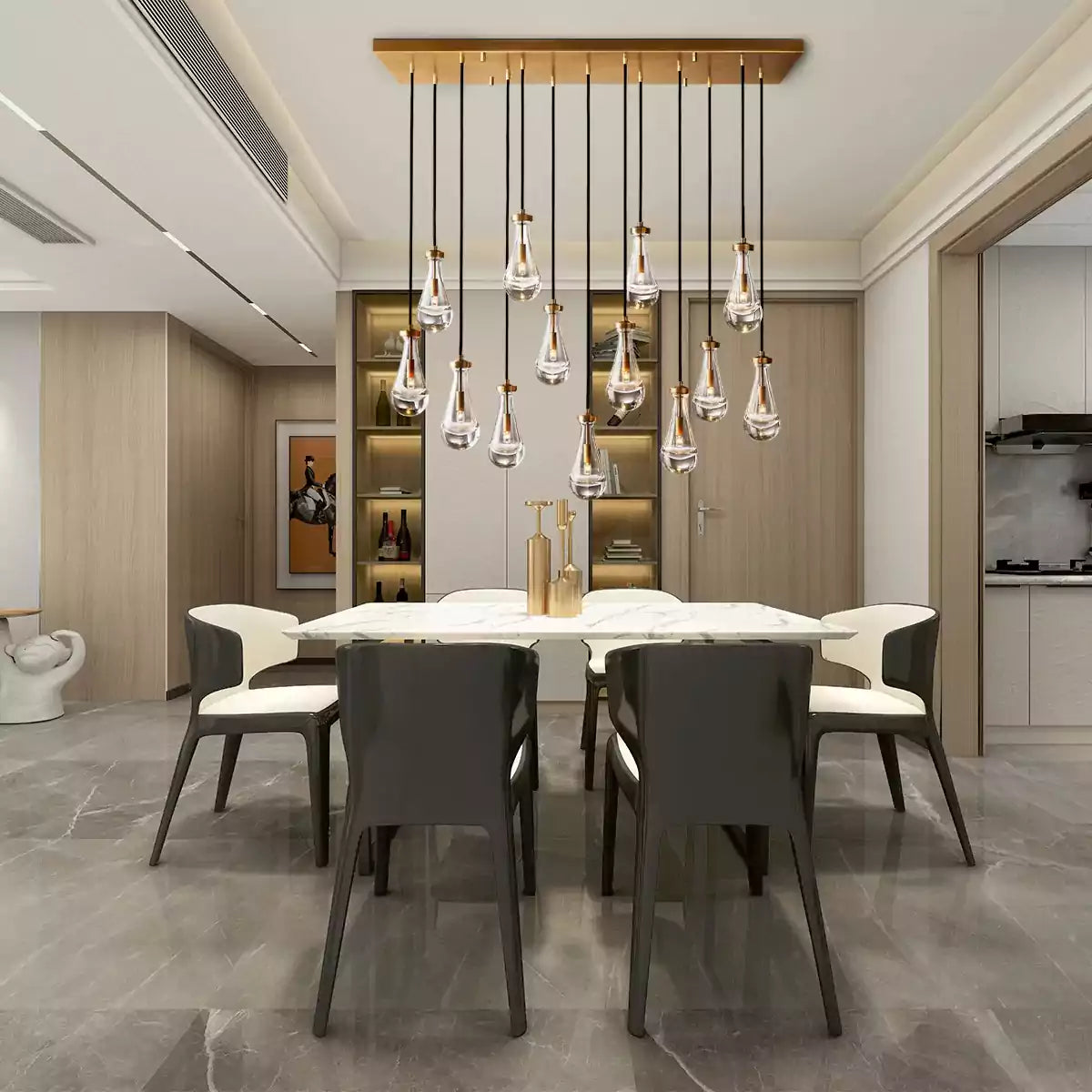 Raindrop Rectangular Chandelier 54"
