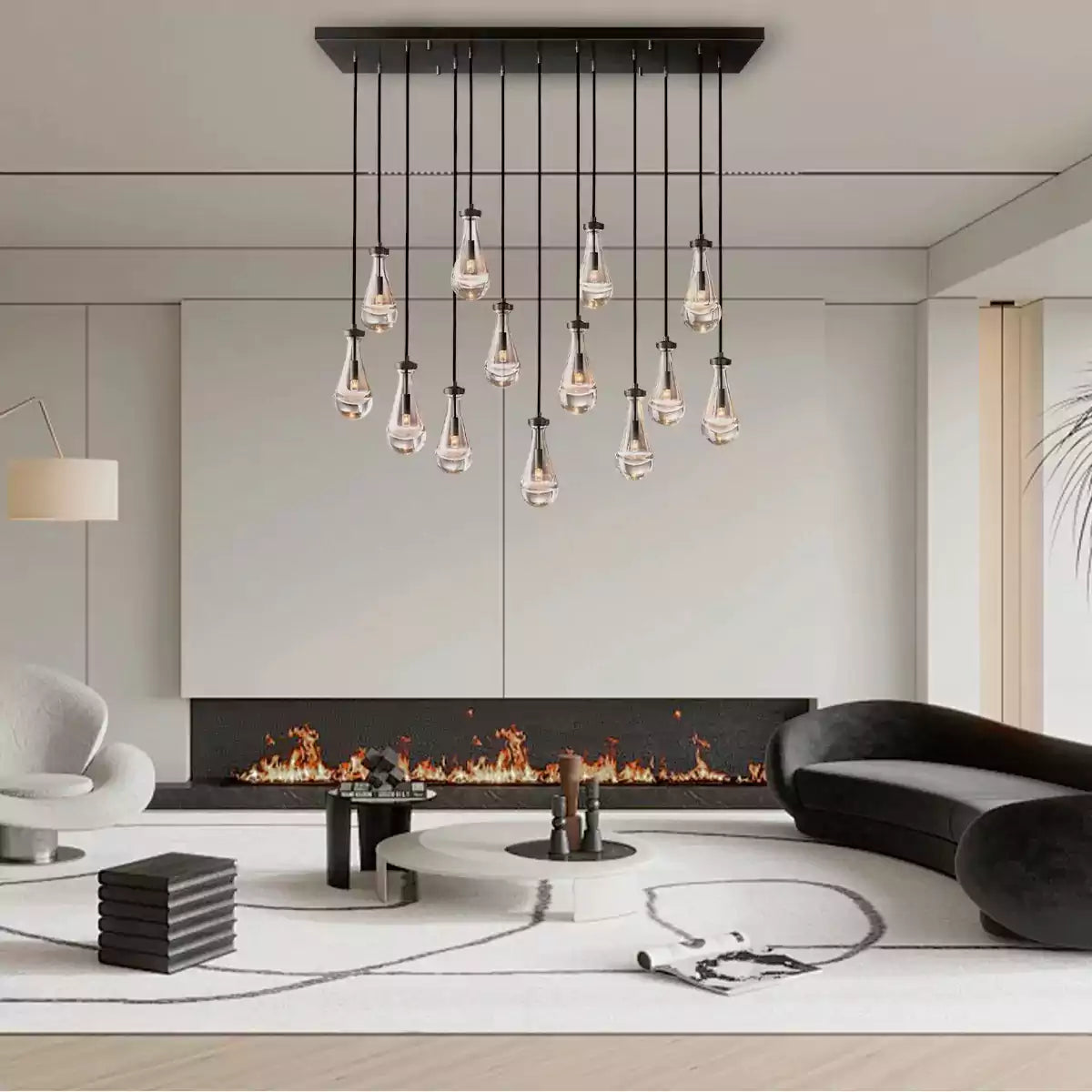 Raindrop Rectangular Chandelier 54"