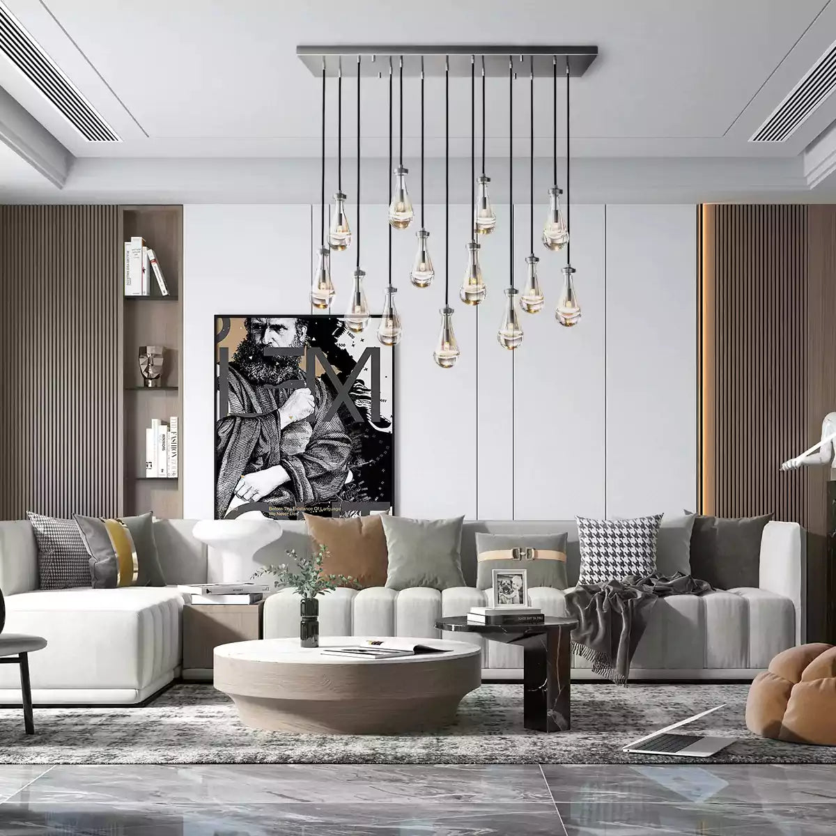 Raindrop Rectangular Chandelier 54"