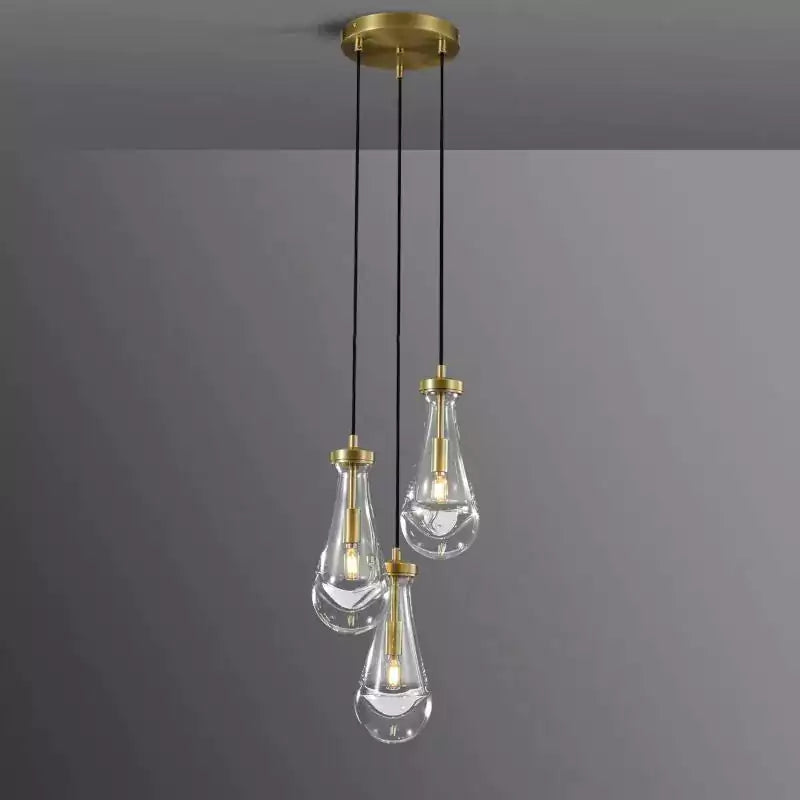 Raindrop 3 Lights Cord Round Chandelier