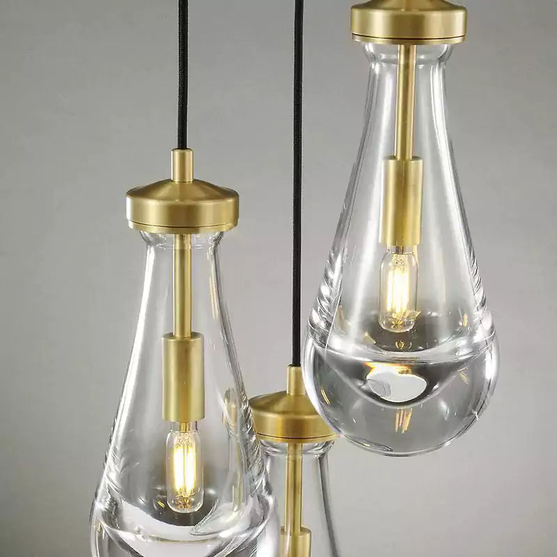 Raindrop 3 Lights Cord Round Chandelier