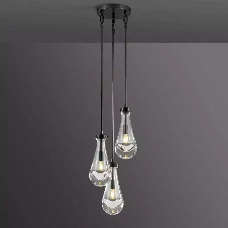 Raindrop 3 Lights Rod Round Chandelier