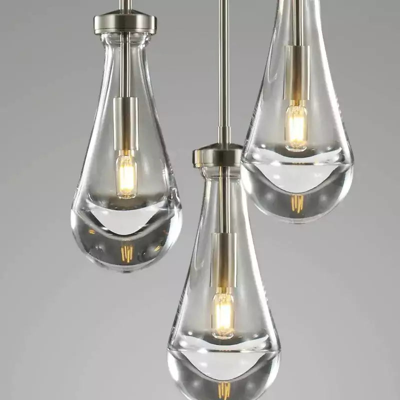 Raindrop 3 Lights Rod Round Chandelier