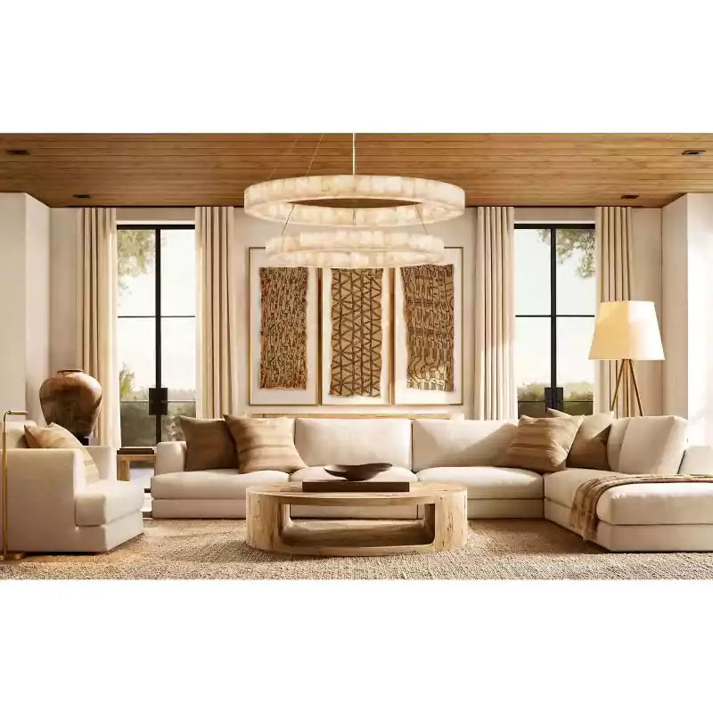 Rivagey Two Tier Round Calcite Chandelier 60"