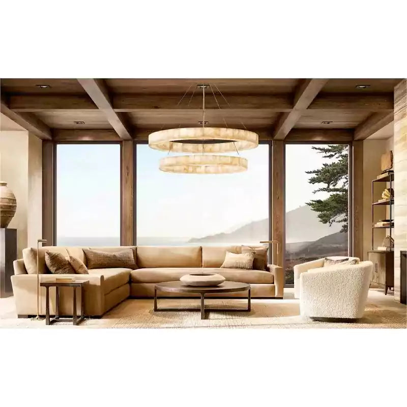 Rivagey Two Tier Round Calcite Chandelier 60"