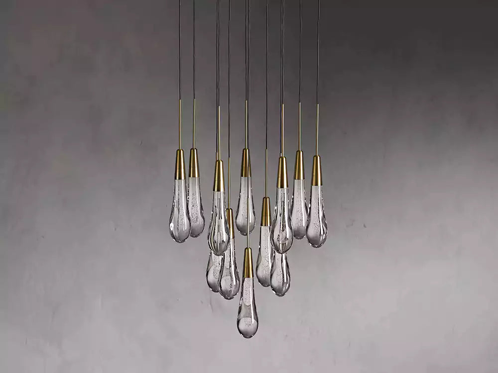 Solitaire Raindrop Round Chandelier