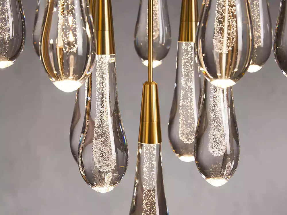 Solitaire Raindrop Round Chandelier