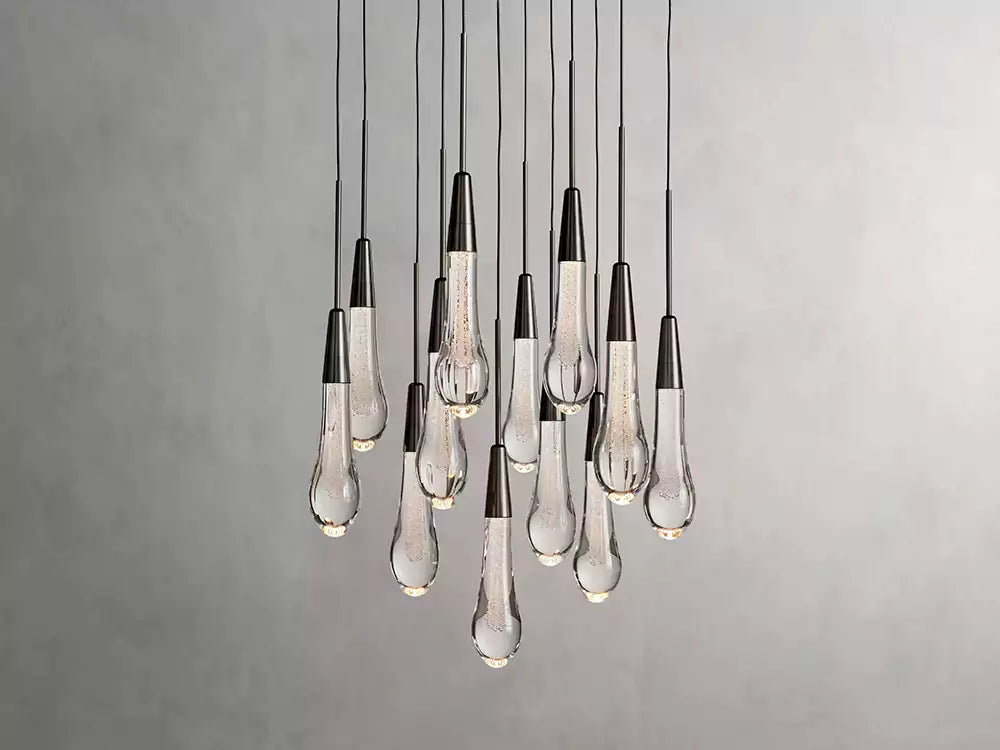 Solitaire Raindrop Round Chandelier