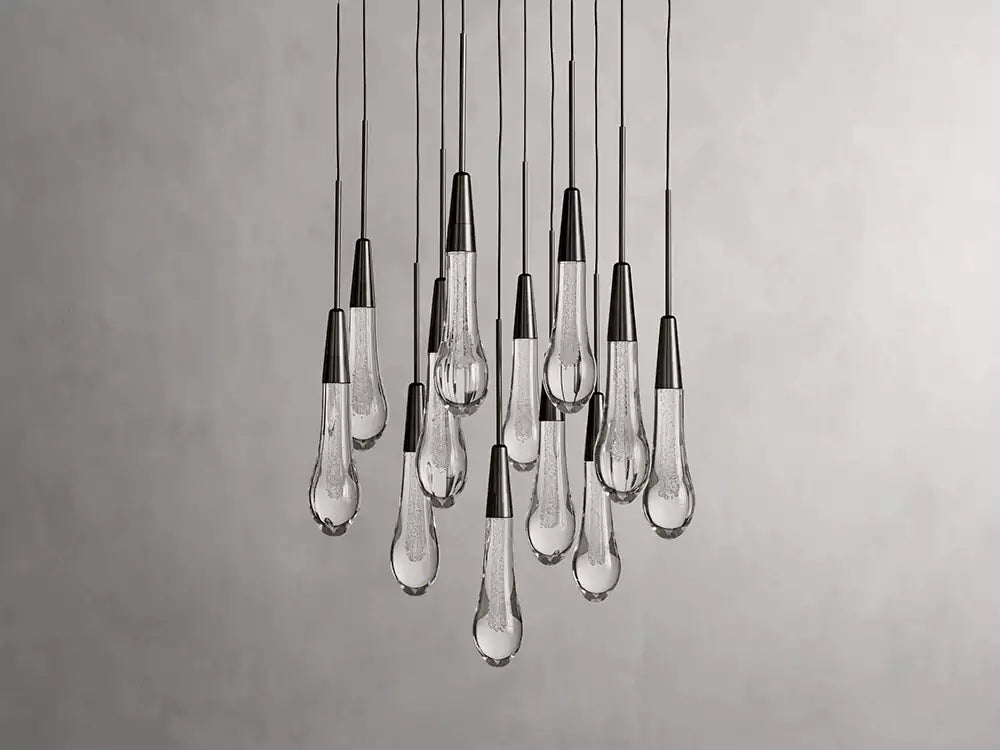 Solitaire Raindrop Round Chandelier