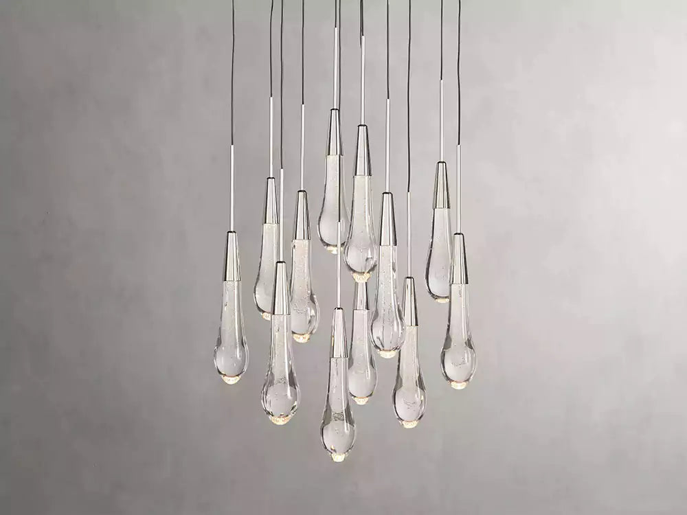 Solitaire Raindrop Round Chandelier