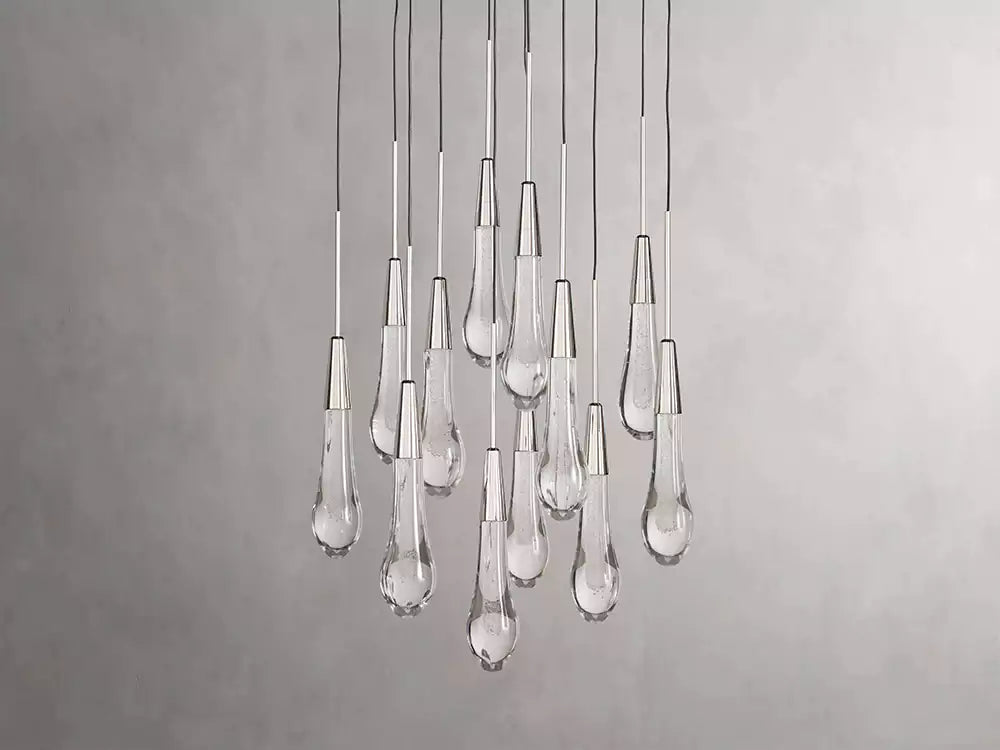Solitaire Raindrop Round Chandelier