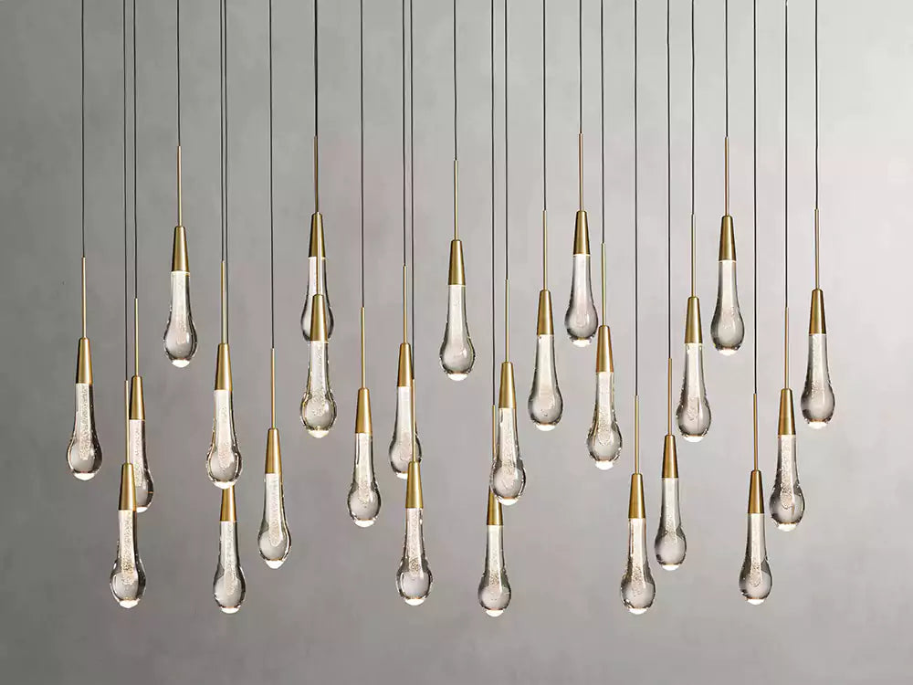 Solitaire Raindrop Linear Chandelier