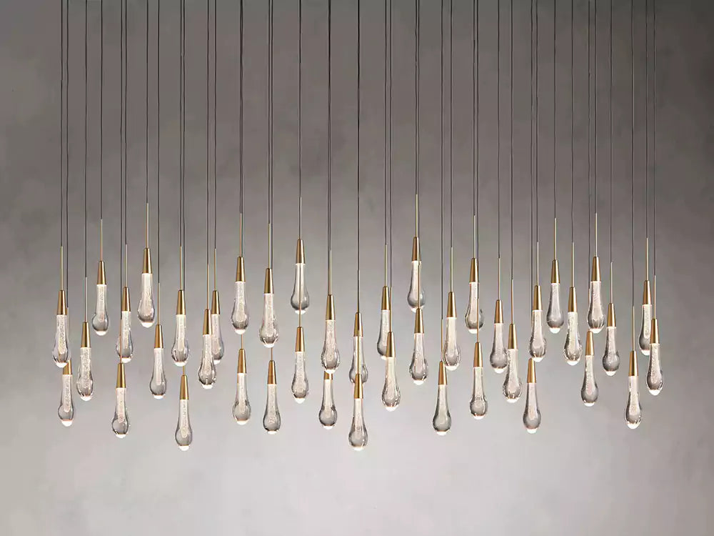 Solitaire Raindrop Linear Chandelier