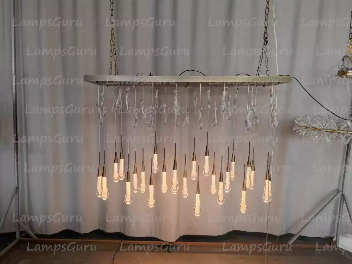 Solitaire Raindrop Linear Chandelier