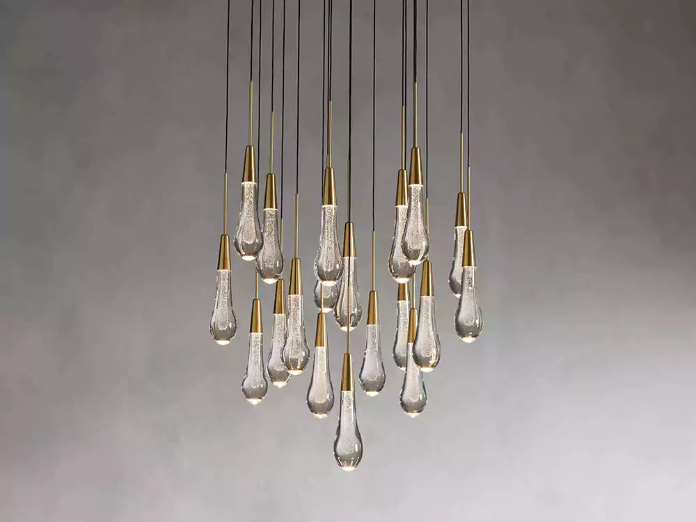 Solitaire Raindrop Round Chandelier