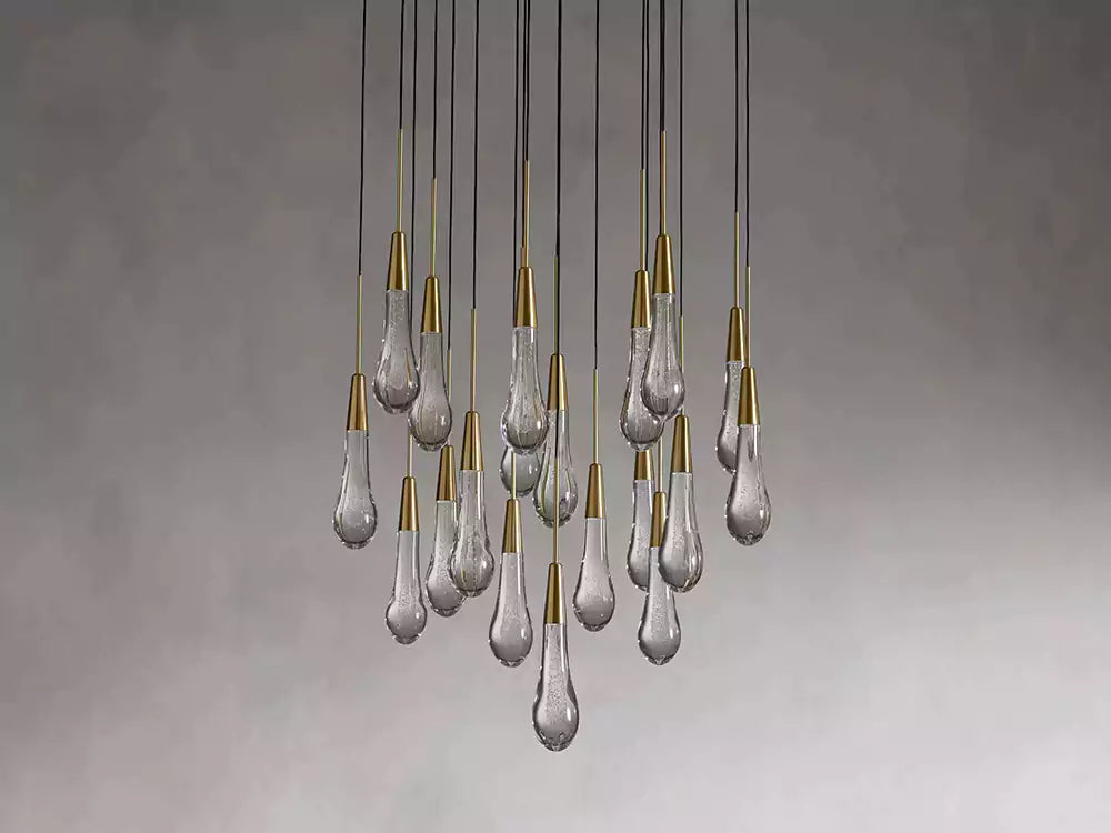 Solitaire Raindrop Round Chandelier