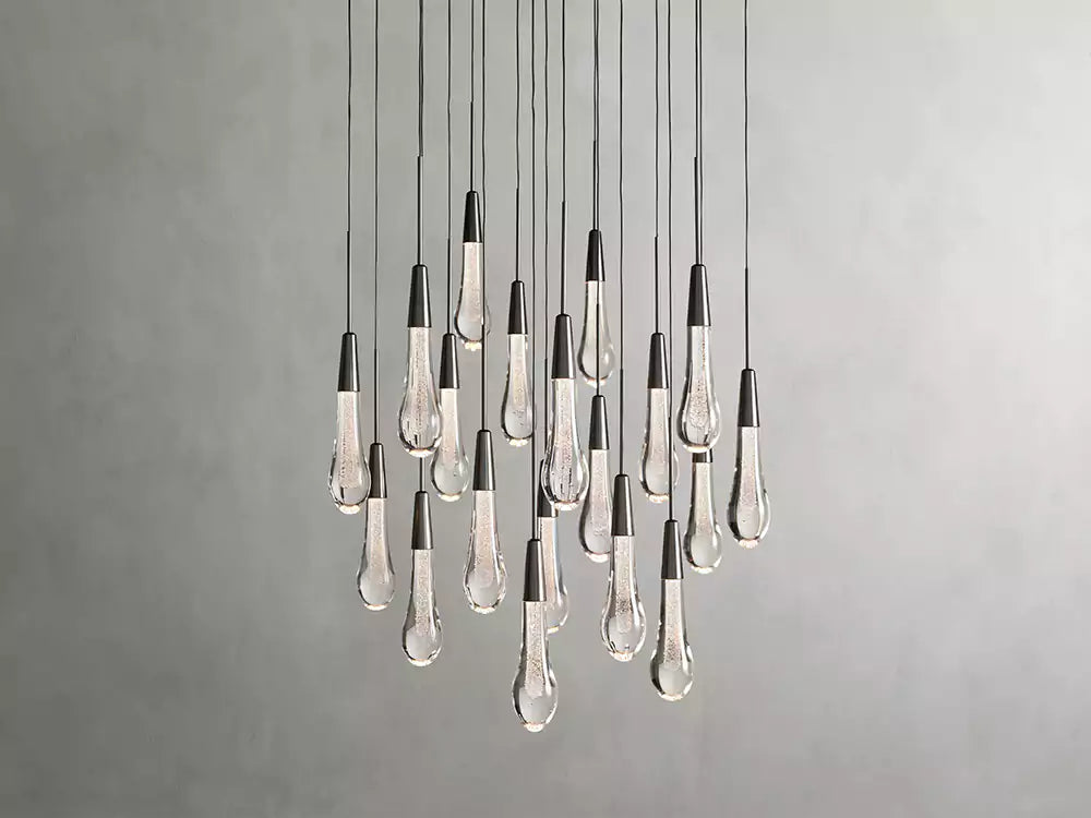 Solitaire Raindrop Round Chandelier