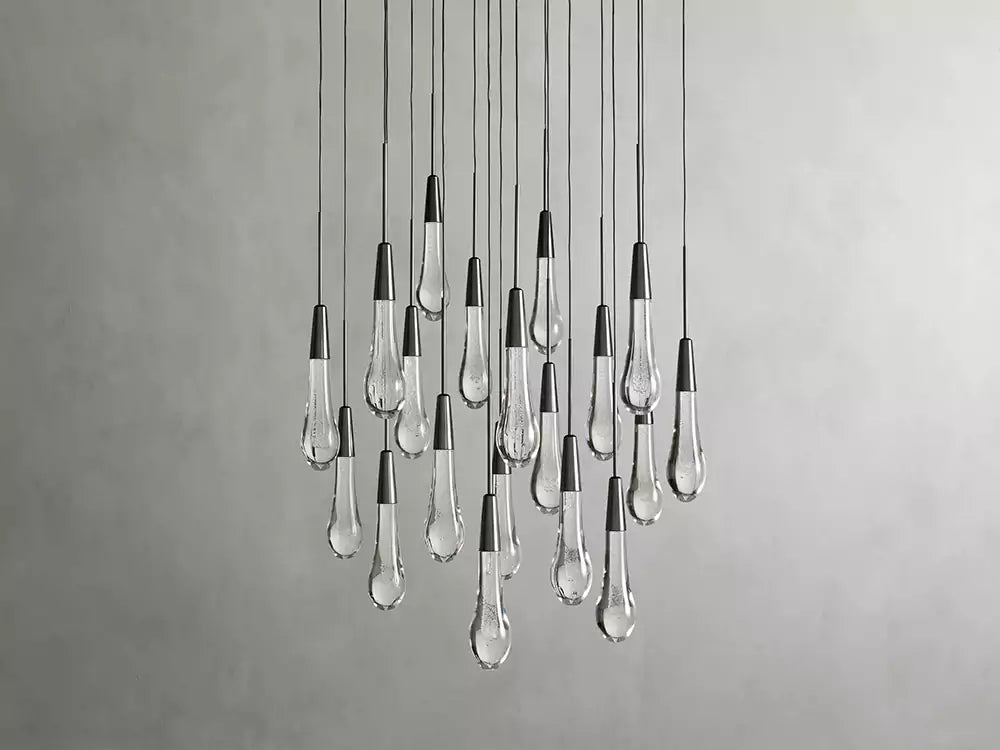 Solitaire Raindrop Round Chandelier