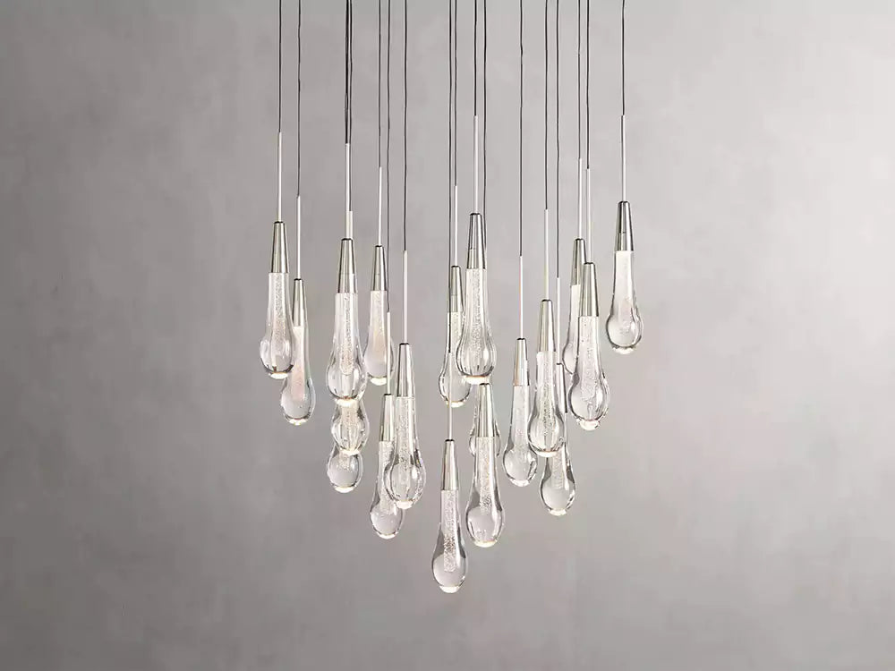 Solitaire Raindrop Round Chandelier
