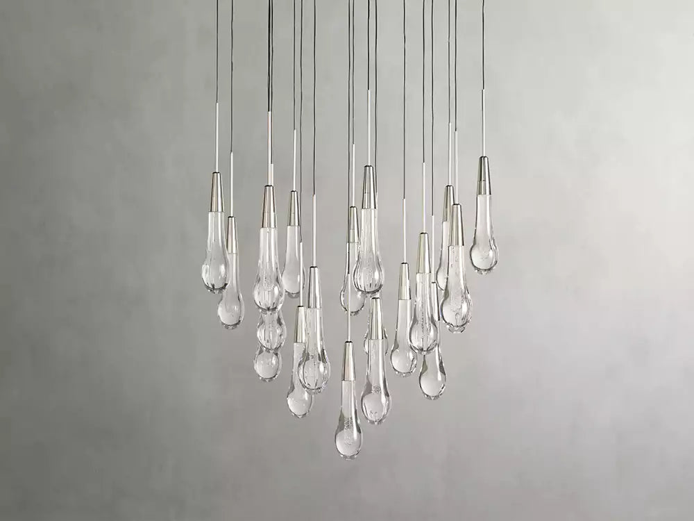 Solitaire Raindrop Round Chandelier