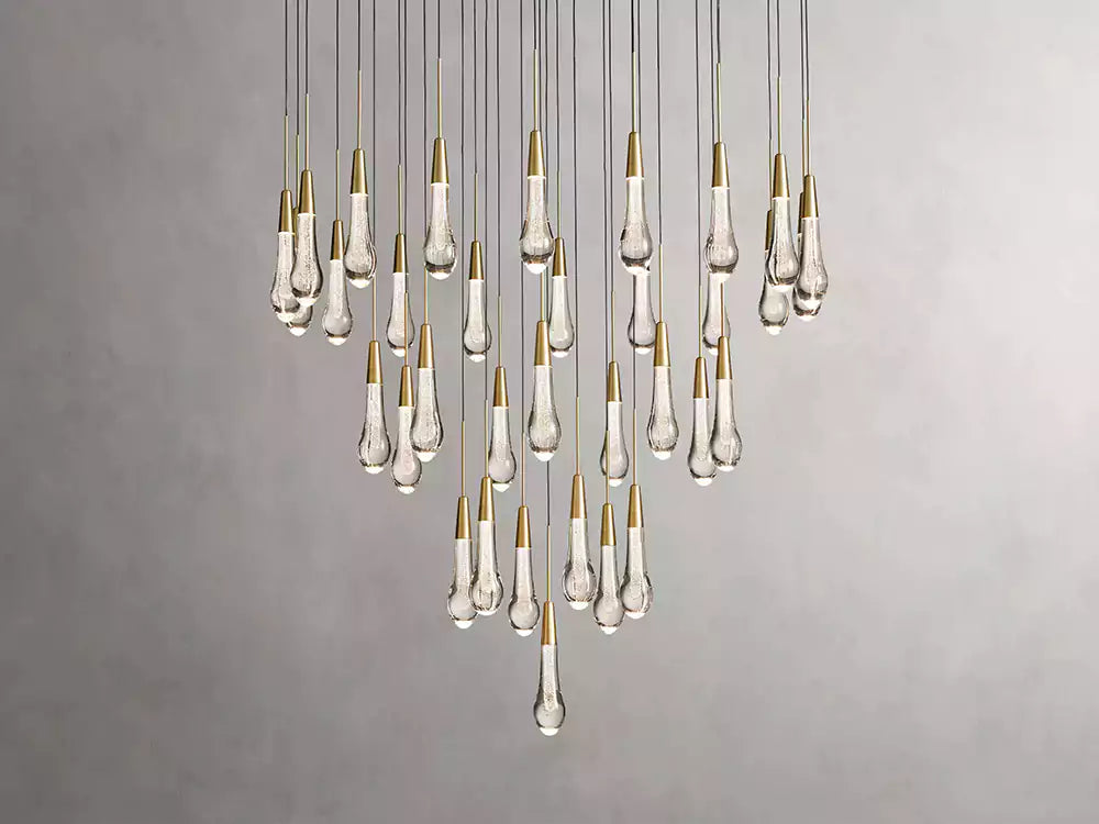 Solitaire Raindrop Round Chandelier