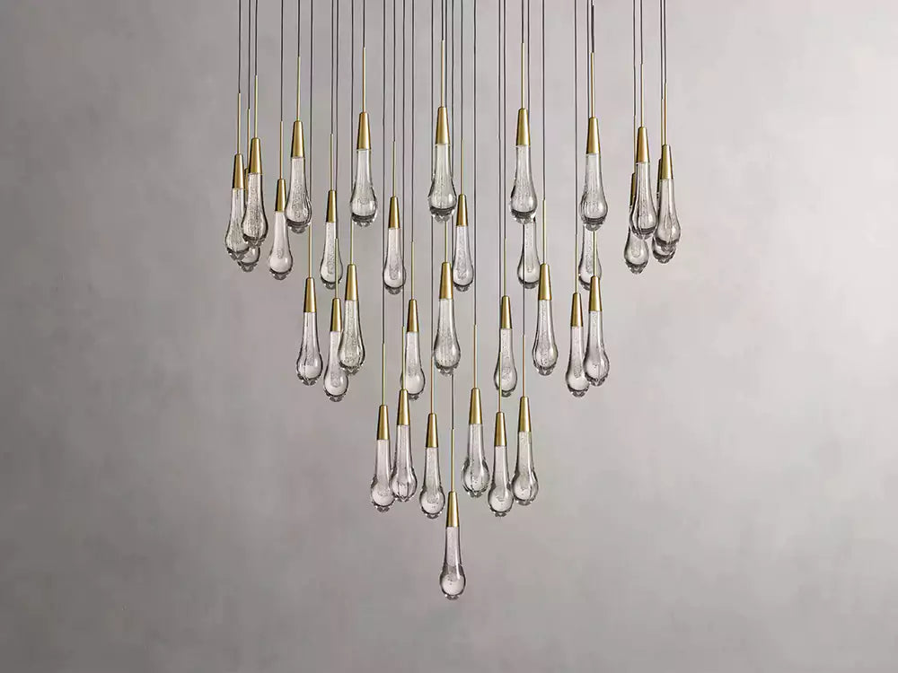 Solitaire Raindrop Round Chandelier