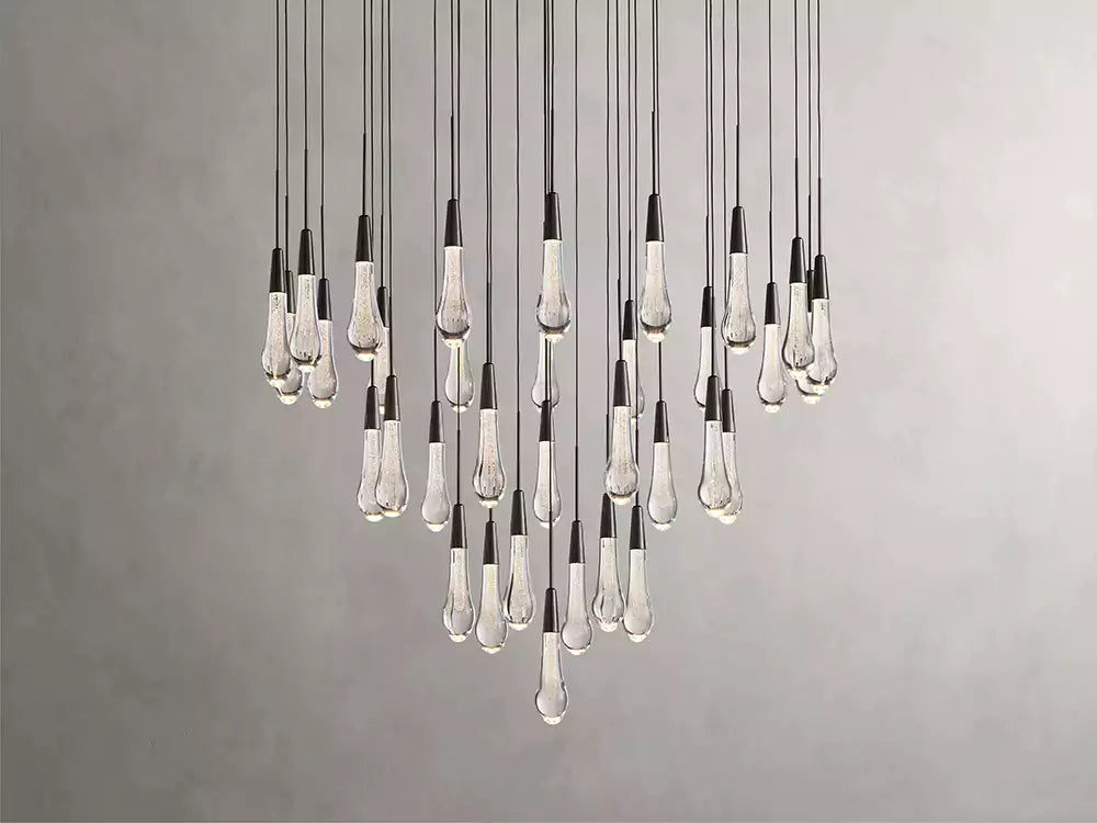 Solitaire Raindrop Round Chandelier
