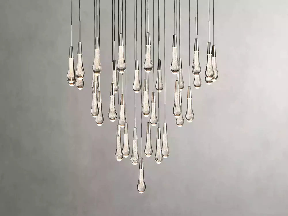 Solitaire Raindrop Round Chandelier