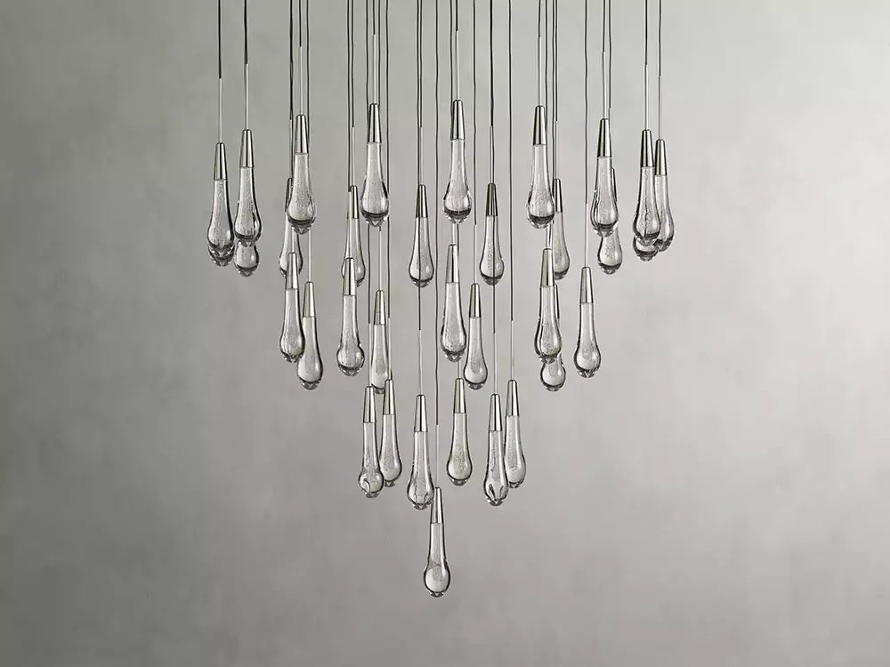 Solitaire Raindrop Round Chandelier