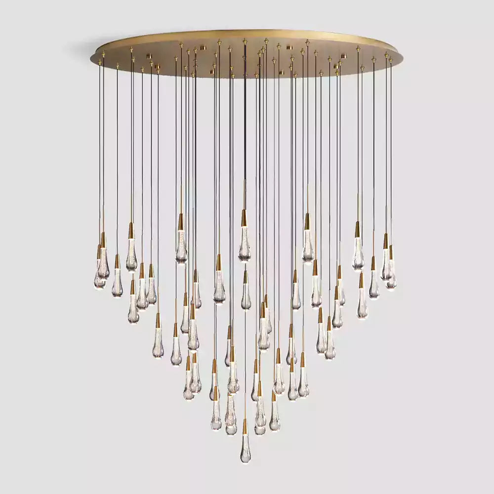 Solitaire Raindrop Round Chandelier