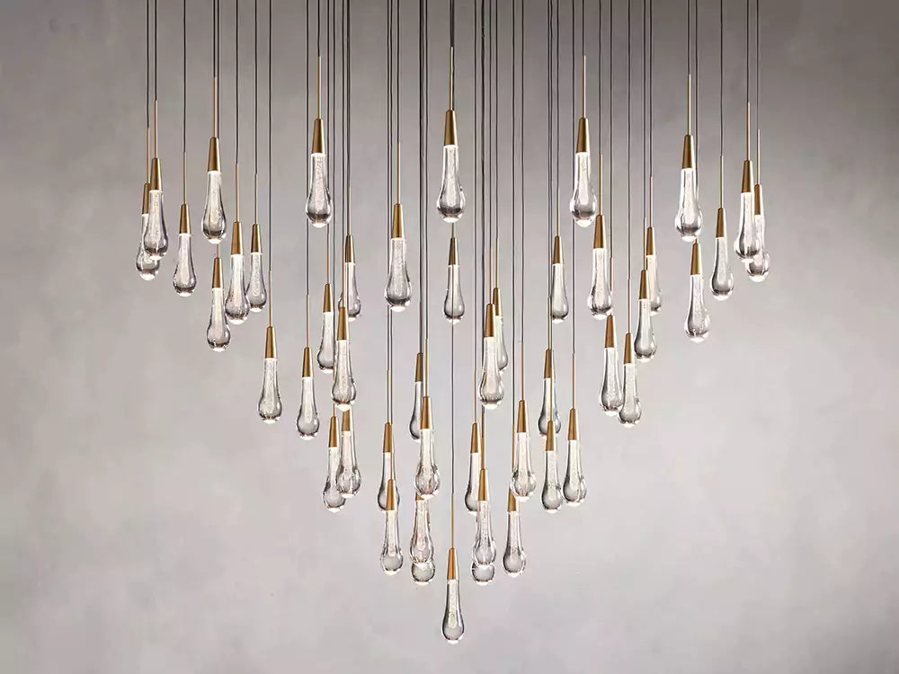 Solitaire Raindrop Round Chandelier