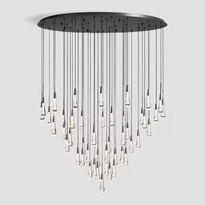 Solitaire Raindrop Round Chandelier