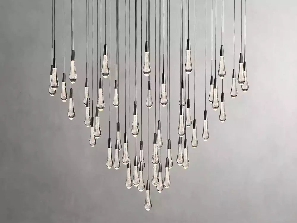 Solitaire Raindrop Round Chandelier