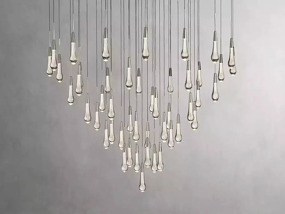 Solitaire Raindrop Round Chandelier