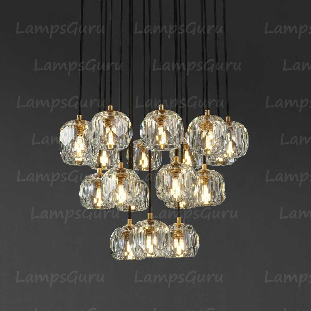 LG Boulla Glass Round Cluster Chandelier